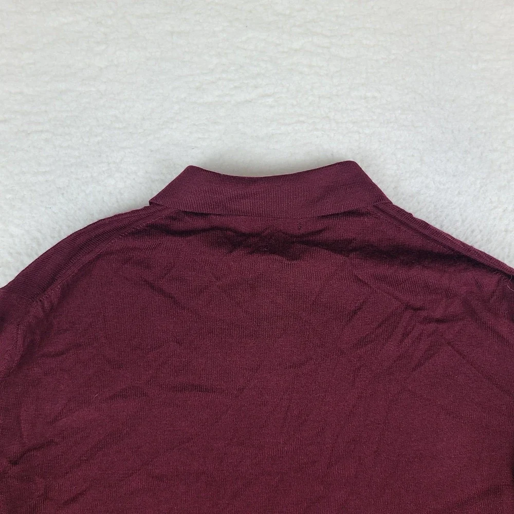 Banana Republic Polo Sweater Mens XL Burgundy Red Merino Wool Sweatshirt NWT NEW